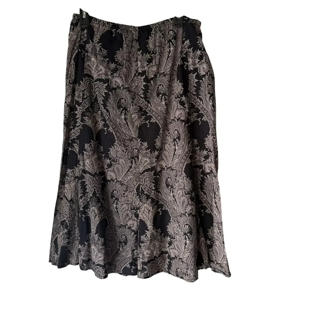 Kial Skirt Y2k Large Black Paisley Elastic Waist 100% Cotton Whimsigoth‎ Fairy